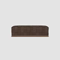 Modern Brown Woven Ottoman With Square Pattern And Wooden Base Design