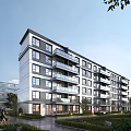 Modern Residential Apartment Building With Multiple Floors Balconies And Green Surroundings