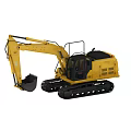 Yellow Excavator with Tracks Bucket and Cab for Industrial Construction Work