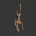 Grotesque Creature Sculpture with Deer Antler Skull and Distorted Limbs 3d model
