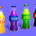 Colorful Bottled Beverages With Vibrant Orange Purple Green And Brown Labels