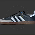 Retro Blue White Sports Shoes With Striped Design And Leather Upper