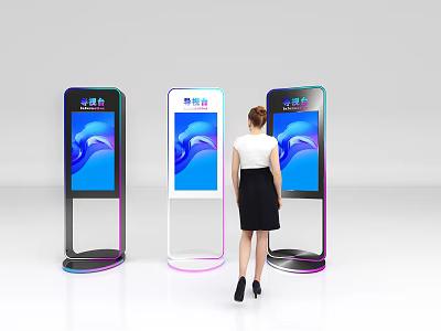 Modern Public Information Kiosks With Interactive Screens For Public Facility Users 3d model