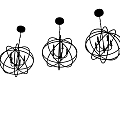 Modern Three Pendant Lights With Decorative Spherical Metal Wire Frame Design 3d model