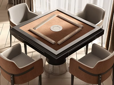 Modern Entertainment Table With Four Chairs In A Well Lit Room 3d model