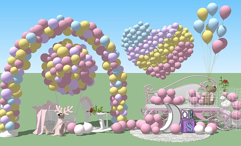 Modern Meichen Festival Balloon Wedding Meichen 3d model