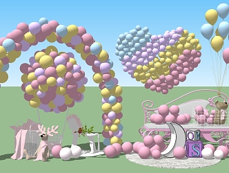 Modern Meichen Festival Balloon Wedding Meichen 3d model