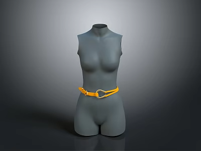 Stylish Yellow Waist Belt Accessory Showcased On Grey Mannequin For Daily Wear 3d model