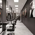 Modern Hair Salon Interior With Styling Chairs Mirrors Workstations And Lighting