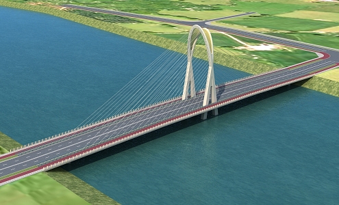 bridge cable bridge structure bridge 3d model