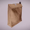 Brown Paper Bag With Black Clip And White Label For Daily Use