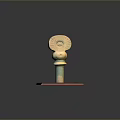 Decorative Sculpture With Square Base Cylindrical Pillar And Sun Pattern Top