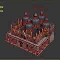 Historic Ornate Building With Blue Domes Golden Spires Arched Portals And Intricate Decorations
