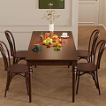 Retro Solid Wood Dining Table And Chairs Set For Cozy Home Dining Room Decoration