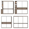 Modern Wooden Wardrobe With Sliding Glass Doors And Storage Cabinets Design