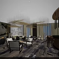 Luxury Clubhouse Interior With Comfortable Chairs Artwork Bar Counter And Ambient Lighting