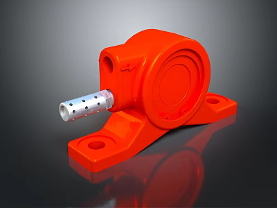 Orange Weapon Mechanical Component With Circular Body Silver Attachment And Mounting Holes 3d model