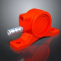 Orange Weapon Mechanical Component With Circular Body Silver Attachment And Mounting Holes