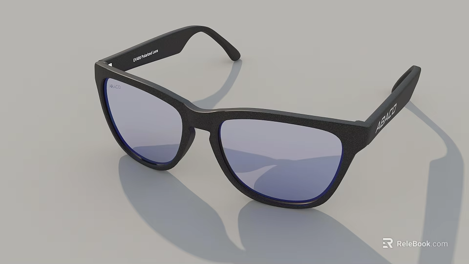 Trendy Black Frame Sunglasses With Blue Lenses And UV Protection For Daily Use 3d model 