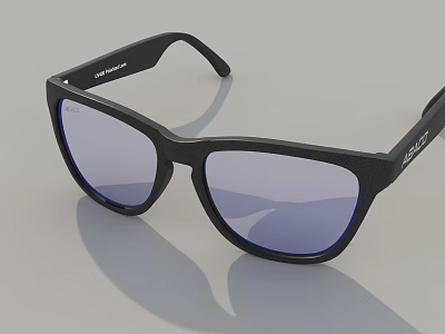 Trendy Black Frame Sunglasses With Blue Lenses And UV Protection For Daily Use 3d model