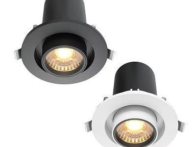 Modern Black and White Recessed Downlights with Warm Yellow Lighting for Home Ceiling 3d model