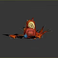 Cartoon Scene Featuring Red Backpack Yellow Scrolls Silver Knife And Red Maple Leaves