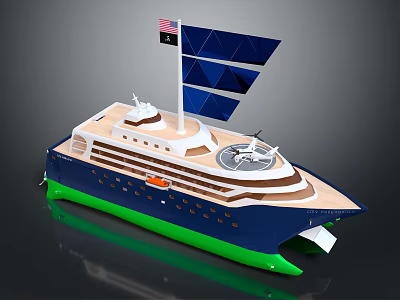 Modern Yacht With Solar Sails Multi Decks And Helicopter Pad 3d model