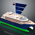 Modern Yacht With Solar Sails Multi Decks And Helicopter Pad 3d model