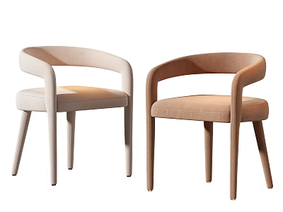 Modern Single Chair with Sleek Curved Armrests Slim Legs and Neutral Upholstery Design 3d model