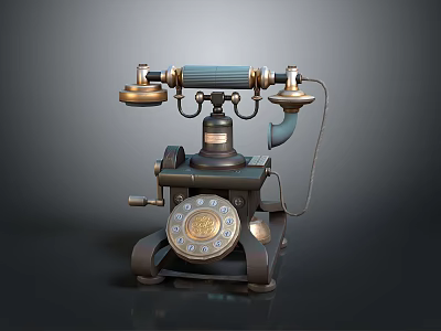 Vintage Electronic Appliance Design Featuring Retro Telephone With Classic Rotary Dial 3d model