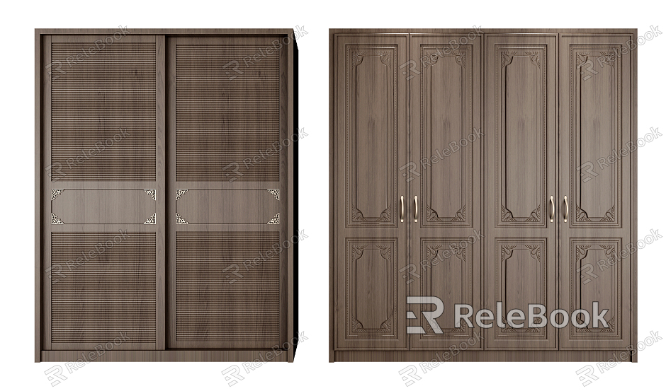 New Chinese Style Wardrobe Door Door Opening and Moving Door Combination model