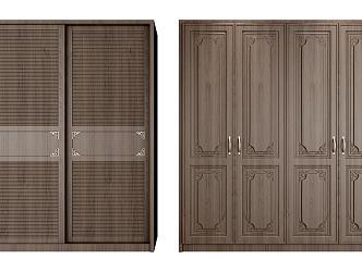 New Chinese Style Wardrobe Door Opening and Moving Door Combination 3d model