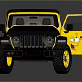 Yellow and Black Off Road Vehicle With Cartoon Stickers Open Top And Unique Wheels