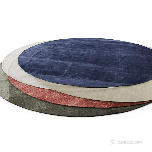 Multi Colored Round Rugs Stacked With Soft Textured Layers For Home Decor 3d model