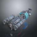 Futuristic Spaceship With Metallic Body Multiple Engines Blue Circular Lights And Reflective Surface