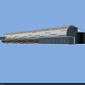 Modern Commercial Complex With Black Glass Curtain Walls And Metal Roof Structure