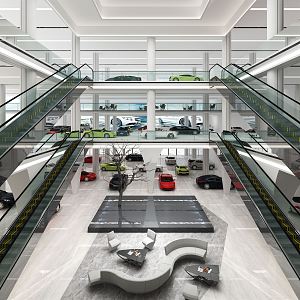 Modern showroom shopping mall pick high car showroom 3d model