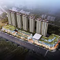 Modern Commercial Street Featuring Shopping Mall High rise Buildings Glass Facade And Pedestrians