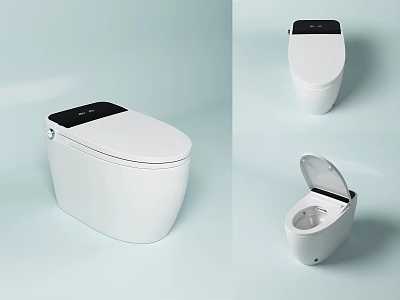 Modern White Smart Toilet Design With Black Control Panel And Open Lid 3d model