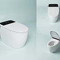 Modern White Smart Toilet Design With Black Control Panel And Open Lid 3d model