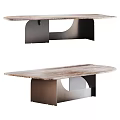 Modern Dining Table With Wooden Texture Top And Geometric Metal Legs