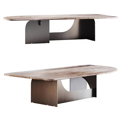 Modern Dining Table With Wooden Texture Top And Geometric Metal Legs 3d model