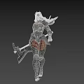 Female Warrior in Black Armor With Large Battle Axe Walking Confidently 3d model
