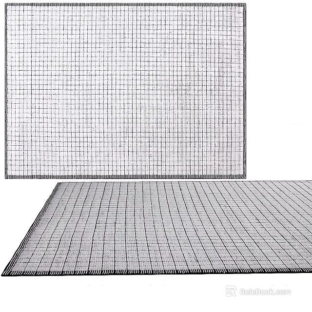 Square carpet with grid pattern light color soft texture ideal for living room decor 3d model 