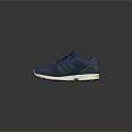 Blue Mesh Sports Shoes With Three Stripes White Soles And Yellow Accents