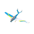 Blue Yellow White Model Airplane With Sleek Wings And Transparent Cockpit