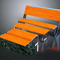 Stepped Bench Design With Orange Wooden Planks Metal Frame And Marble Base