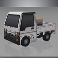 White Compact Delivery Truck With Cargo Packages In Truck Bed