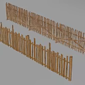 Natural Wooden Garden Fence With Spiked Tops And Rural Design Elements