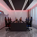 Modern Gaming Internet Cafe Interior With Multiple Computers Ergonomic Chairs And Stylish Lighting 3d model